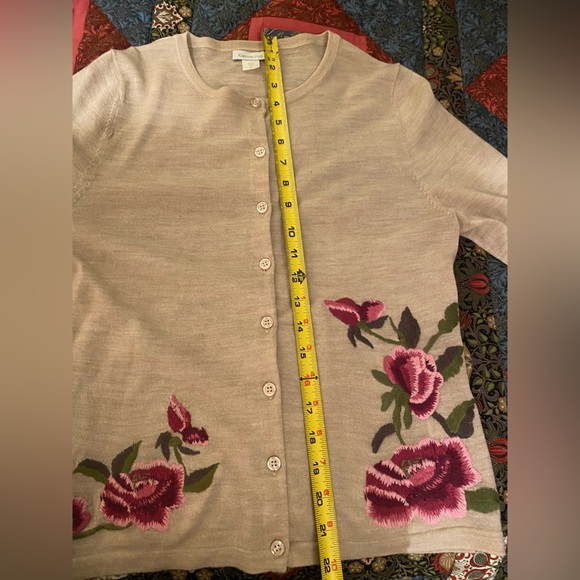 GARNET HILL Eco Merino embroidered Cardigan S - Picture 5 of 8